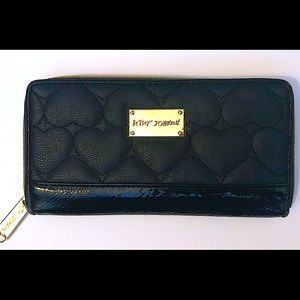 Betsey Johnson Quilted Heart Black Wallet